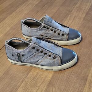 Levi's Kids Sz 5.5 Zip Lo Denim Canvas Skate Shoes Gray